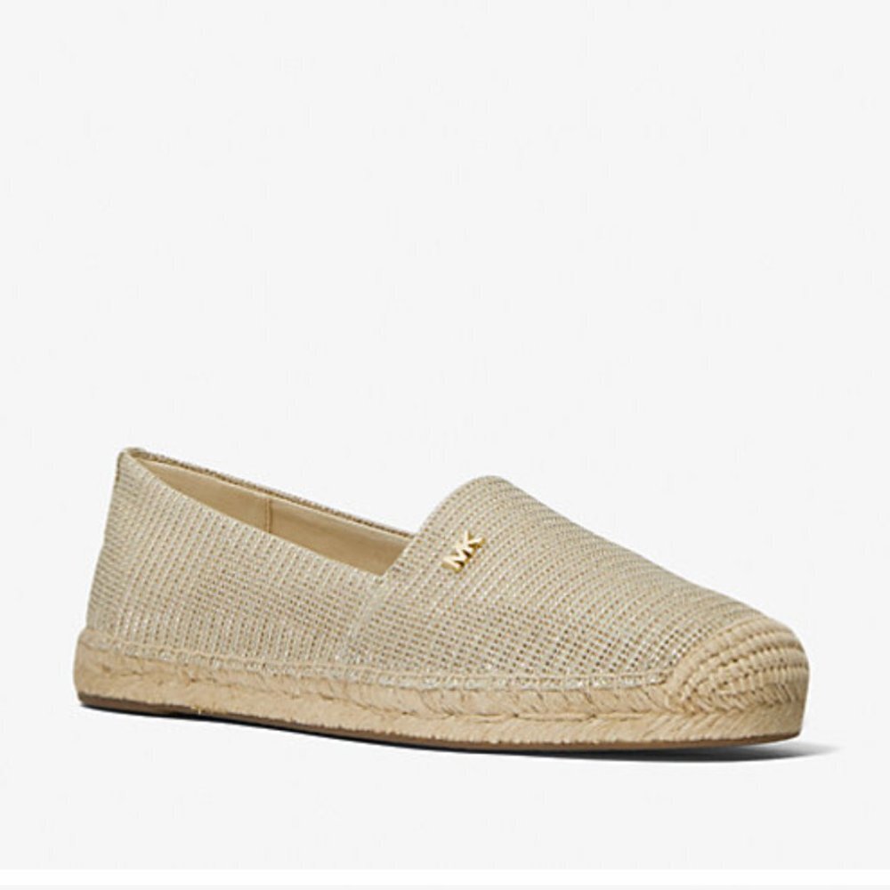 MICHAEL KORS Kendrick Glitter Chain-Mesh Slip-On Espadrille Size 7.5